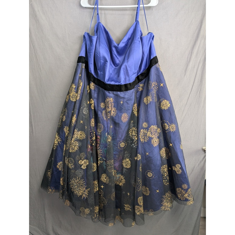 Disney The Dress Shop Sleeping Beauty Castle Fireworks Dress 30W Blue Plus Size